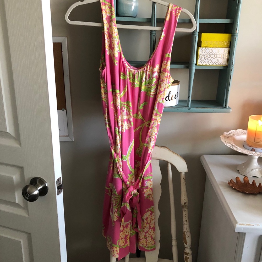 Lilly Pulitzer Pink and Yellow Floral tie dress